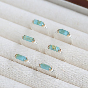 Dainty Elongated Hexagon Gem Thin Band Ring - Perimade & Co.