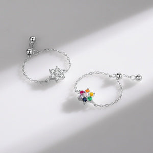 Dainty Flower Slide Thin Chain Adjustable Ring - Perimade & Co.