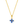 Gold necklace with a blue flower pendant on a white background