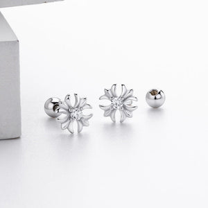 Dainty Four-Petal Cross Flower Stud Earrings - Perimade & Co.