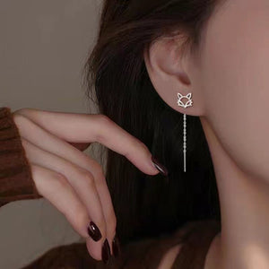 Dainty Fox Dangle Drop Threader Earrings - Perimade & Co.