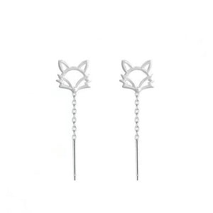Dainty Fox Dangle Drop Threader Earrings - Perimade & Co.