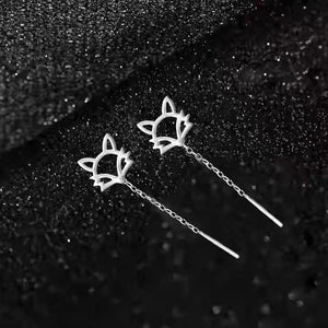 Dainty Fox Dangle Drop Threader Earrings - Perimade & Co.