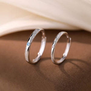 Dainty Frosted CZ Couple Matching Open Ring - Perimade & Co.