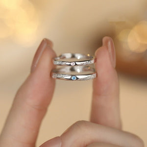 Dainty Frosted CZ Couple Matching Open Ring - Perimade & Co.