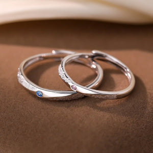 Dainty Frosted CZ Couple Matching Open Ring - Perimade & Co.
