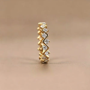 Dainty Geometric CZ Wave Eternity Band Ring - Perimade & Co.