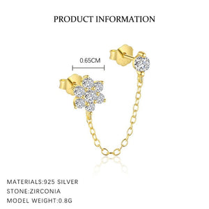 Dainty Gold Flower Chain Stud Earrings - Perimade & Co.