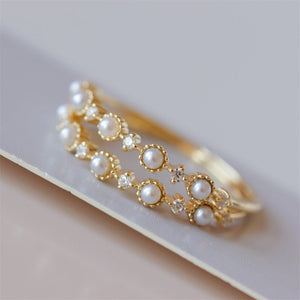 Dainty Gold Pearl Stacking Promise Ring - Perimade & Co.