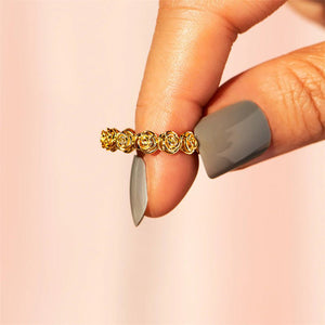 Dainty Gold Rose Flower Stacking Ring - Perimade & Co.