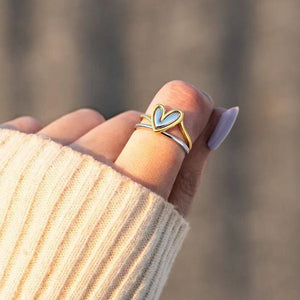 Dainty Gold Silver Heart Stacking Ring Set - Perimade & Co.