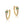 Gold hoop earrings with green and clear gemstones on a white background