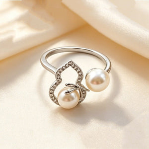 Dainty Gourd Bow Knot Pearl Open Band Ring - Perimade & Co.