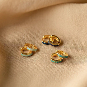 Dainty Gradient Opal Huggie Hoop Earrings - Perimade & Co.