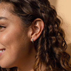 Dainty Gradient Opal Huggie Hoop Earrings - Perimade & Co.