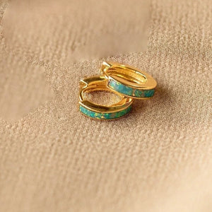 Dainty Gradient Opal Huggie Hoop Earrings - Perimade & Co.
