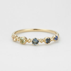 Dainty Gradient Rainbow Round CZ Band Ring - Perimade & Co.