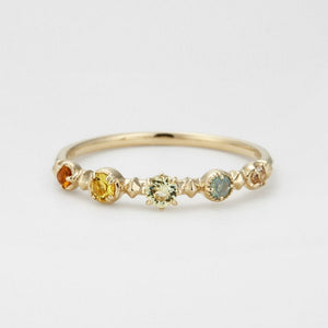 Dainty Gradient Rainbow Round CZ Band Ring - Perimade & Co.