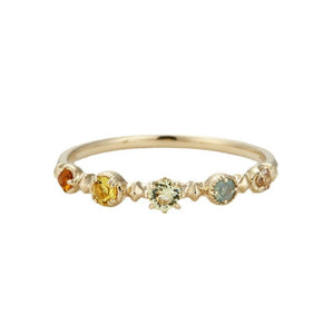 Dainty Gradient Rainbow Round CZ Band Ring - Perimade & Co.