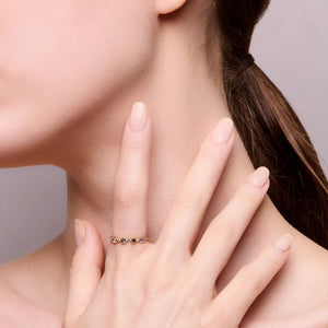 Dainty Gradient Rainbow Round CZ Band Ring - Perimade & Co.