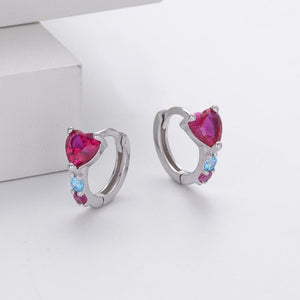 Dainty Heart CZ Accent Huggie Hoop Earrings - Perimade & Co.