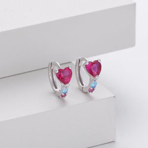 Dainty Heart CZ Accent Huggie Hoop Earrings - Perimade & Co.