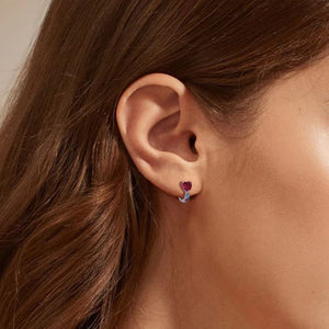 Dainty Heart CZ Accent Huggie Hoop Earrings - Perimade & Co.