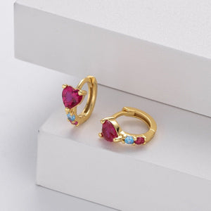 Dainty Heart CZ Accent Huggie Hoop Earrings - Perimade & Co.