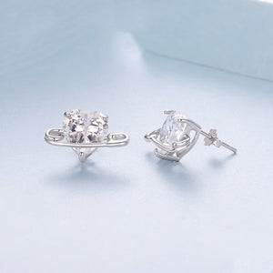 Dainty Heart CZ Stone Paperclip Stud Earrings - Perimade & Co.