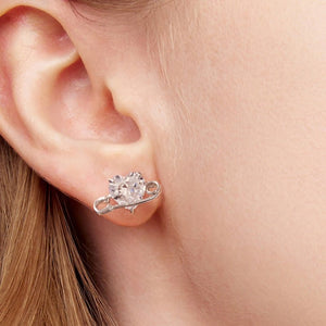 Dainty Heart CZ Stone Paperclip Stud Earrings - Perimade & Co.