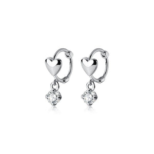 Dainty Heart Dangle Drop Hoop Earrings - Perimade & Co.