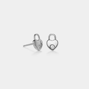 Dainty Heart Lock CZ Cartilage Stud Earrings - Perimade & Co.