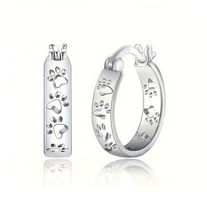 Dainty Hollow Paw Print Hoop Earrings - Perimade & Co.