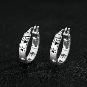Dainty Hollow Paw Print Hoop Earrings - Perimade & Co.