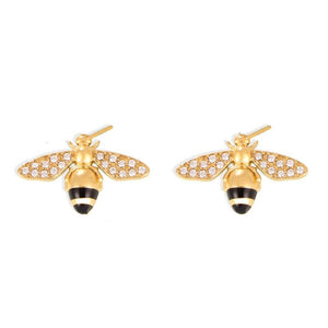 Dainty Honeybee Pave CZ Insect Stud Earrings - Perimade & Co.