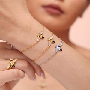Dainty Honeybee Pave Insect Chain Bracelet - Perimade & Co.