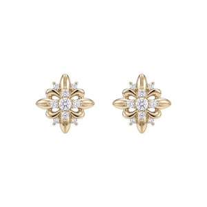 Dainty Iris Floral Crystal Cluster Stud Earrings - Perimade & Co.