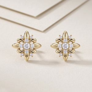 Dainty Iris Floral Crystal Cluster Stud Earrings - Perimade & Co.