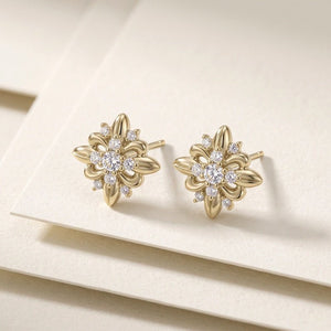 Dainty Iris Floral Crystal Cluster Stud Earrings - Perimade & Co.