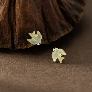 Dainty Jade Swallow Mini Floral Stud Earrings - Perimade & Co.