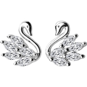 Dainty Little Swan Marquise CZ Stud Earrings - Perimade & Co.