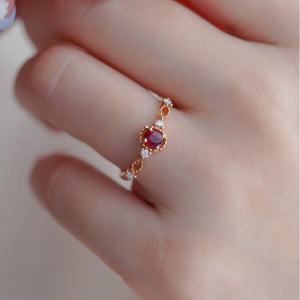 Dainty Magenta CZ Beaded Filigree Band Ring - Perimade & Co.