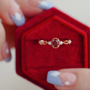 Dainty Magenta CZ Beaded Filigree Band Ring - Perimade & Co.