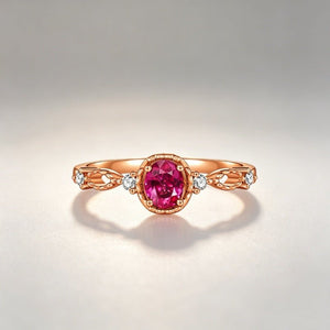 Dainty Magenta CZ Beaded Filigree Band Ring - Perimade & Co.
