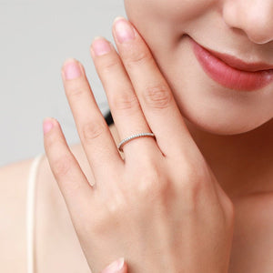 Dainty Micro Pavé CZ Half Eternity Band Ring - Perimade & Co.