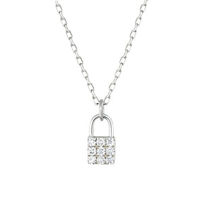 Dainty Mini CZ Pave Padlock Charm Necklace - Perimade & Co.