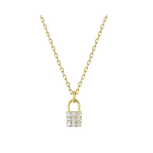 Dainty Mini CZ Pave Padlock Charm Necklace - Perimade & Co.