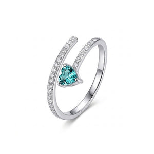 Dainty Mint Heart CZ Pave Bypass Open Ring - Perimade & Co.