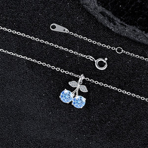 Dainty Moissanite Cherry Fruit Charm Necklace - Perimade & Co.