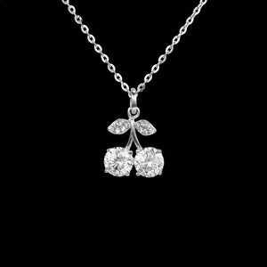 Dainty Moissanite Cherry Fruit Charm Necklace - Perimade & Co.